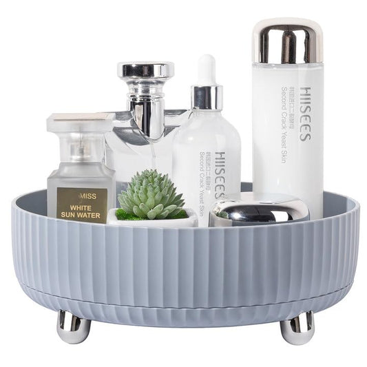 Anyoifax Makeup Perfume Organizer Tray 360 Degree Rotating Lazy Susan Skincare Lotion Organizer Spinning Cosmetics Storage for Dresser, Vanity, Bathroom Countertop, Small Grey - color: Gray, size: 9 "