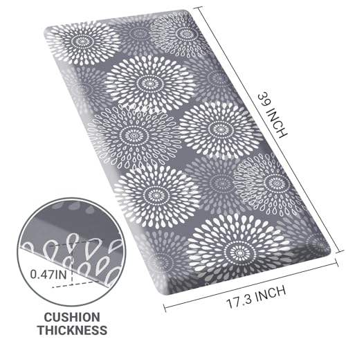 LuxStep Kitchen Mat Waterproof Kitchen Rugs for Floor Cushioned Anti-Fatigue Mat Non-Slip Standing Desk Mat Comfort Floor Mats for House Sink Office 17.3" x 39" Grey - color: Grey, size: 39"L x 17.3"W x 0.5"Th