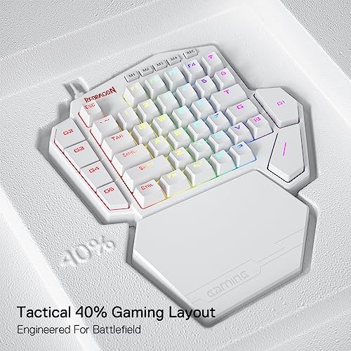 Redragon K585 DITI One-Handed RGB Mechanical Gaming Keyboard, 42 Keys Type-C Professional Gaming Keypad w/Upgraded Hot-Swappable Socket, 7 Onboard Macro Keys & Detachable Wrist Rest - color: White, size: Blue Switch