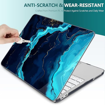 DONGKE Compatible with MacBook Neo 13 Inch Case 2026 A3404 A18 Pro chip & Touch ID, Plastic Hard Shell with Keyboard Cover, Screen Protector & Dust Plugs, Blue Marble - color: Blue Marble
