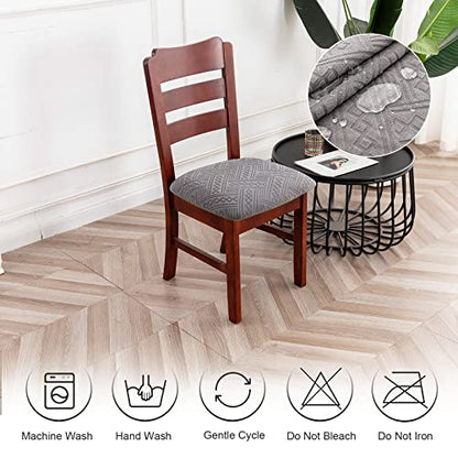 Genina Chair Seat Covers Waterproof Dining Room Chair Covers 2 Pack Stretch Seat Covers for Dinning Room Chair Protector Slipcover for Kitchen, Hotel (2, Pattern1-Light Gray) - color: Pattern1-light Gray