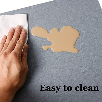 Wipeable Placemats Leather Table Mats Waterproof Heat-Resistant Easy to Clean for Dining Table Set Kitchen Table (4, Pale Blue) - color: Pale Blue, size: set of 4