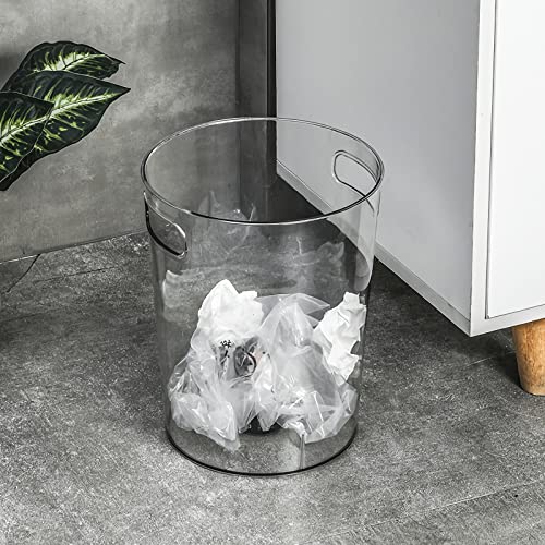 Anyoifax Small Trash Can Plastic Wastebasket 1.5 Gallon Round Garbage Container Bin with Handles for Bathroom, Bedroom, Kitchen, College Dorm, Office, Craft Room - Clear - color: Clear, size: 1.5 Gallon