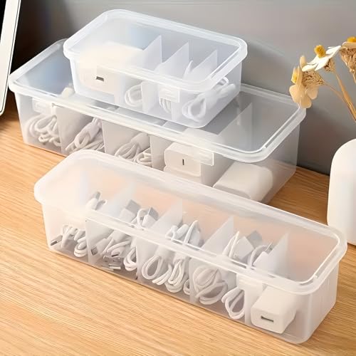Large-Capacity Covered Cable ManaSynthetic Gemstoneent Box, 5 Compartments