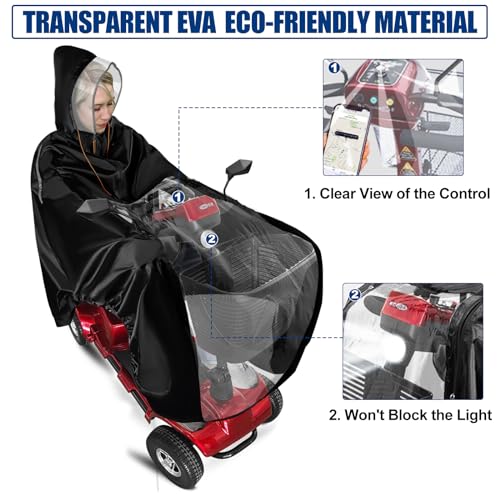 Mobility Scooter Rain Cover, 420D Oxford & EVA Fabric Electric Vehicle Rain Covers, Mobility Scooter Cover Waterproof Outdoor Wheelchair Poncho, Rain Poncho Cycling Jacket Suit