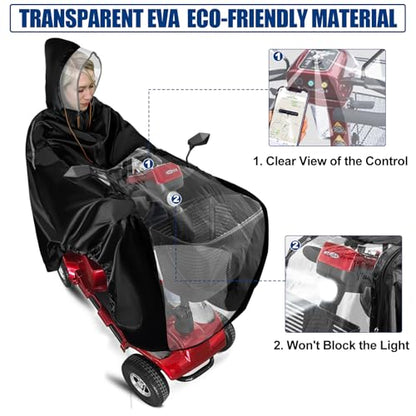 Mobility Scooter Rain Cover, 420D Oxford & EVA Fabric Electric Vehicle Rain Covers, Mobility Scooter Cover Waterproof Outdoor Wheelchair Poncho, Rain Poncho Cycling Jacket Suit