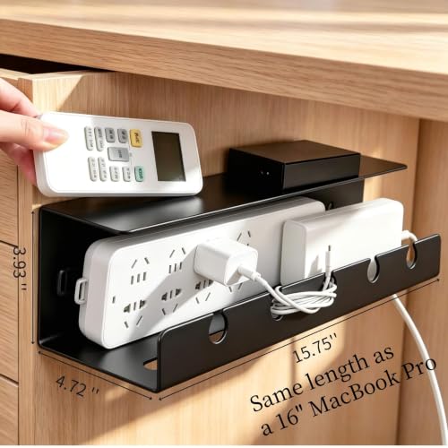 Ovanmexis Under Desk Cable Management Tray, 2-Pack, Black | Quick-Release Mount, Snap-On Tool-Free, Includes Magnetic Cable Clips & Straps, No Drill Hidden Base - color: Black