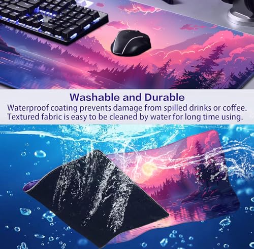 Sunset Mountain Landscape Extended Mouse Pad Game Office Sewing Table Mat | Large Extended Mouse Pad; Full Desk Coverage; Waterproof Coating; Stable Anti-Slide Base For Gaming, Office, Study Daily Use - color: Mountain Scenery
