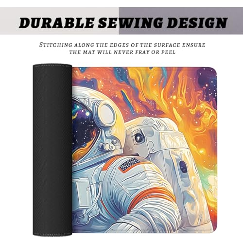 Cosmic Astronaut Gaming Mouse Pad Colorful Galaxy Art Large Gaming Mouse Mat with Stitched Edges,Non-Slip Waterproof Rubber Base Office Computer Keyboard Laptop 31.5"x11.8" - color: Cosmic Astronaut, size: 31.5L x 11.8W inches