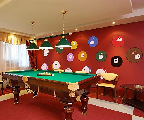 15 Billiard Balls Wall Decal Stickers Printed Graphic Game Room Decor Vinyl Wall Art. (Range from 8in x 8in to 11in x 11in in Size) #OS_MB130A. Easy to Apply & Removable. - size: Range from 8in x 8in to 11in x 11in in size.