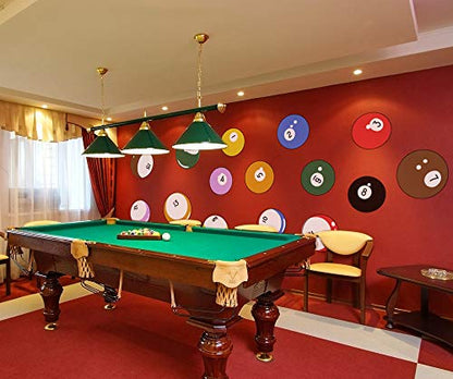 15 Billiard Balls Wall Decal Stickers Printed Graphic Game Room Decor Vinyl Wall Art. (Range from 8in x 8in to 11in x 11in in Size) #OS_MB130A. Easy to Apply & Removable. - size: Range from 8in x 8in to 11in x 11in in size.