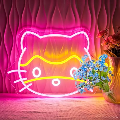 Neon Sign, Neon Signs for Wall Decor - Dimmable LED Light Signs Home Decor for Bedroom, Man Cave, Gaming Room, Party, Club, Bar Decoration - Christmas Halloween Easter Gift - color: Pink Cat