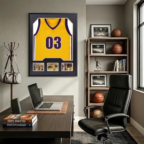 Aluminum Jersey Display Frame Case Large Shadow Box Jersey Frame with Photo Slots 98% UV Protection Clear Acrylic for Football, Hockey, Basketball, Baseball Shirt Ideal Gift for Sports Fans - color: Jersey Frame 9
