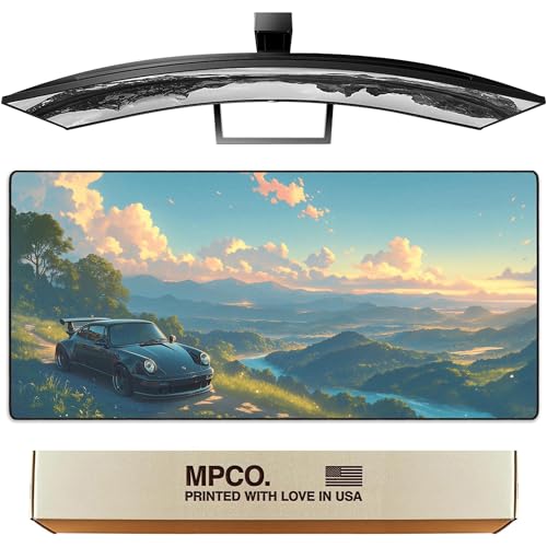 MPCO. Original Large Gaming Desk Mat – 36" x 17" Duroglyde Manga Motors Porsche-Blue Full Desk Mouse Pad for Smooth Precision – Non-Slip, Washable Extra-Large PC Mouse Pad for Gaming Sessions - color: Blue