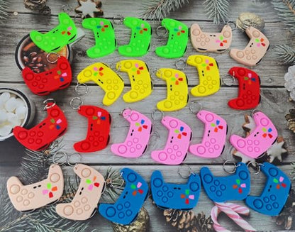 24 Packs Bulk Game Controllers Mini pop Fidget Keychain，Birthday Party Favors Supplies and Classroom Summer Student Prize Gifts