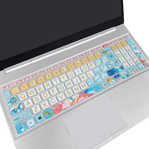 Keyboard Cover for 15.6 HP Laptop 15-fc 15-fd 15t-fd 15z-fc Series, HP Pavilion 15-eg 15t-eg 15-eh 15-er, 17z-ca 17-cn 17-cp 17z-cp Series, Litter Flowers - color: Litter Flowers