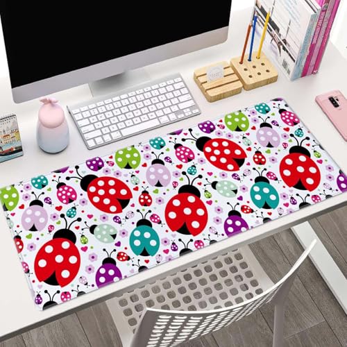 Ladybug Large Gaming Mouse Pad,Mouse Pad Gaming 31.5 x 11.8 in Mouse Mat Desk Pad,Large Desk Mat,Extended Keyboard Mousepad with Non-Slip Base and Stitched Edge for Desk Home Office - color: Ladybug