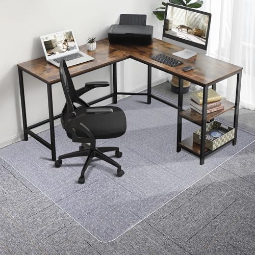 SALLOUS Chair Mat for Carpet, 36" x 48" Office Chair Mat for Carpeted Floors, Heavy Duty Vinyl Floor Mat with Grips, Floor Protector Computer Desk Mat for Home Office (Clear) - color: Clear (for Carpet), size: 36" x 48" (for carpet)