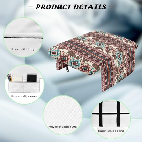 Wanyint Aztec Brown Cow Print Car Center Console Cushion Cover Comfortable Armrest Seat Box Lid with Organizer Pockets Anti-Scratch Arm Rest Covering Suitable for Most Cars SUVs Trucks - color: Aztec Brown Cow Print