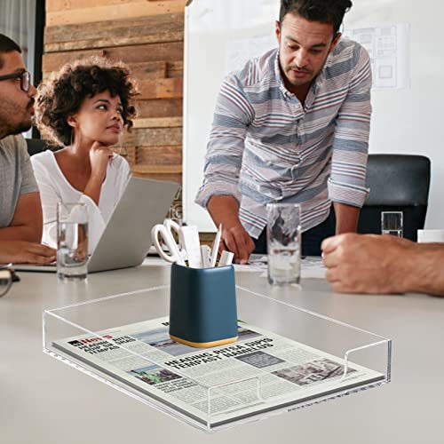 Tasybox Paper Organizer Letter Tray, Acrylic Desk Tray, File Holder | Clear Desk Organizer Tray, Office Decor Stackable Desk Organizers and Accessories Tray for School Home Office Supplies