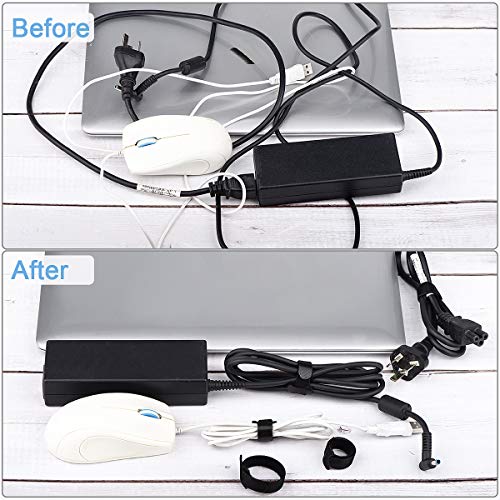 Nettbe 60 PCS 6 Inches Reusable Cable Ties, Adjustable Cord Straps Wire Organizer Cord Wrap and Hook Loop Cable Management - size: 6inches-60PCS