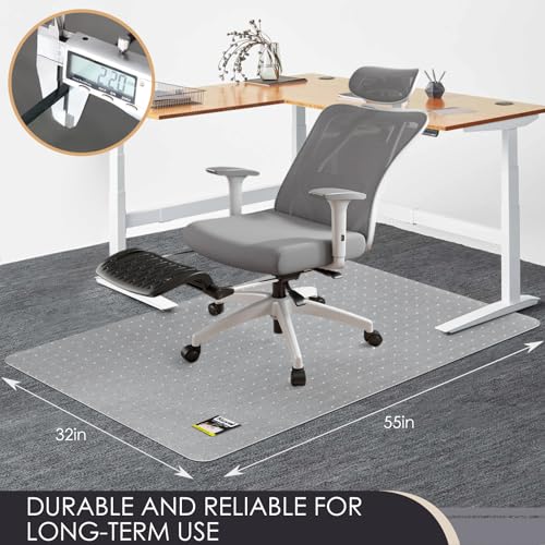 Kuyal Office Chair Mat for Carpet, Set of 2, 32x55 Clear Heavy Duty Computer Chair Mat, Under Desk Protector Carpeted Floors Mat, Easy Chair Movement,Ship Flat - size: 32" X 55" 2Pack