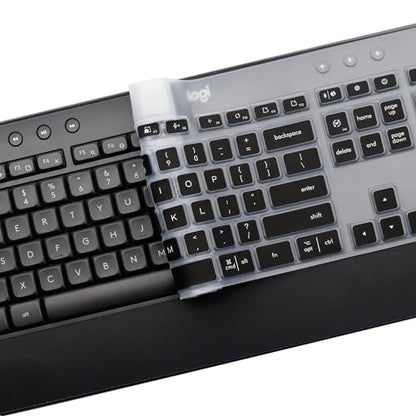 Keyboard Cover Skin for Logitech MK545 MK540 Wireless Keyboard, Logitech MK545 Keyboard Protector, Logitech MK540 Ultra Thin Desktop PC Silicone Clear Keyboard Skin Protector-Black - color: Black