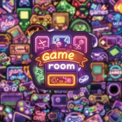 130PCS Neon Game Stickers Waterproof Video Game Gamer Stickers Cool Gaming Vinyl Decals for Laptop Skateboard Luggage Phone Case Water Bottles, Perfect Gifts for Teens Kids Adults