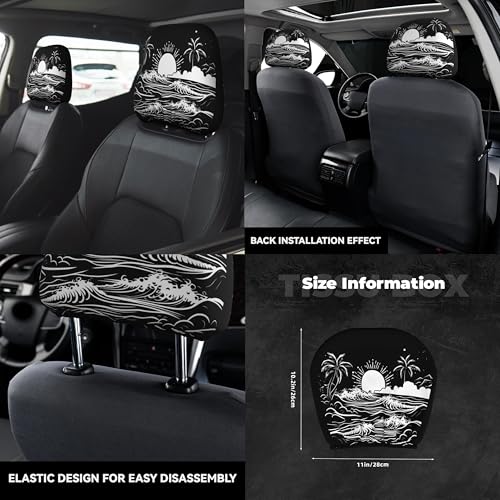 2 Pack Headrest Covers Black Seat Cover Accessories Car Headrest Protector Universal Fit to All Car/Truck Models (Sea) - color: Sunset Black
