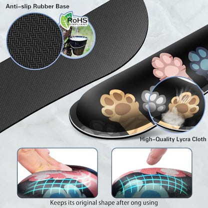 Canjoy Cute Cat Paws Mouse Pad Set, 4-in-1 XXL Large Mouse Pad + Keyboard Wrist Rest Support+ Coaster, (35.4×15.7 in) Extended Desk Pad Memory Foam Non-Slip Desk Mat for Home Office - color: Cat Paws