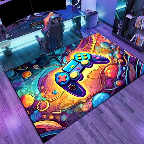 Game Area Rug Teen Boys Carpet, 3D Gaming Rugs Gamepad Controller Mat for Boys Girls Bedroom Playroom, Non-Slip Scrawl Style Gamer Rugs Children Gaming Area Rug (70" x 55") - color: Scrawl Style 1, size: 4'7" x 5'10" (Rectangular)