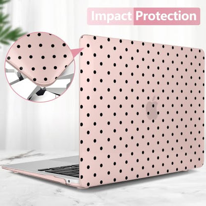 DONGKE Case for MacBook Air 13 Inch (2021-2018 Models A2337 M1/A2179/A1932), Chalk Pink Polka Dots Hard Shell Case with Keyboard Protector, Compatible with Retina Display and Touch ID - color: Chalk Pink Polka Dots