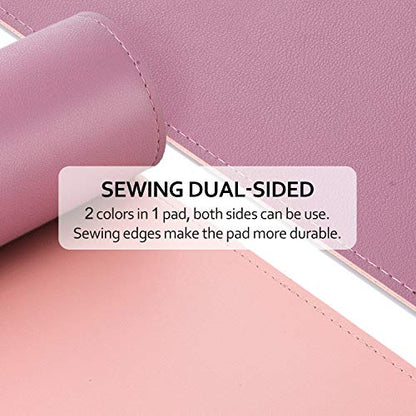 Purple/Pink Dual Sided PU Leather Desk Pad, Upgraded Sewing Laptop Mat, Waterproof Large Mouse Pad, Non-Slip Writing Kids Painting Mat Desk Blotter Protector for Office/Home 31.5"x15.8" (80x40cm) - color: Mauve Purple/Sakura Pink