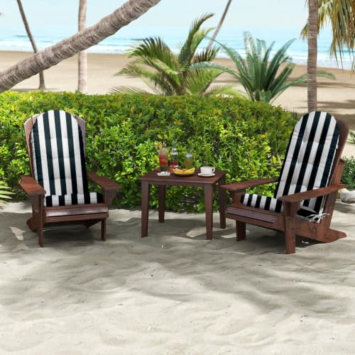 Outdoor Adirondack Chair Cushions Set of 2, 44x19x4 Inch Rocking Chair Cushion, High Back Patio Soft Seat Pad with Ties, Indoor Outside Use, Dark Blue Stripes - color: Dark Blue Stripes, size: 44x19x4 Inch