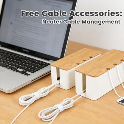 2 PCS Large Cable Management Box – Wooden Style Cord Organizer and Cover for TV Wires, Computer, Router, USB Hub and Under Desk Power Strip – Safe ABS Material