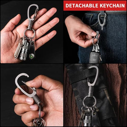 FEGVE Titanium Quick Release Swivel Keychain, Pull Apart Detachable Keychain Heavy Duty Car Key Holder with Key Rings - color: Matte 1 Pack