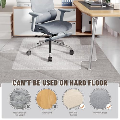 Clear Office Chair Mat for Carpet - 36"x48" Heavy-Duty Protection for Low Pile Carpets - Not Suitable for Hardwood Floors - size: 48×36inch