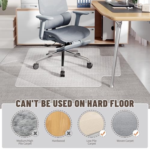 Clear Office Chair Mat for Carpet - 36"x48" Heavy-Duty Protection for Low Pile Carpets - Not Suitable for Hardwood Floors - size: 48×36inch