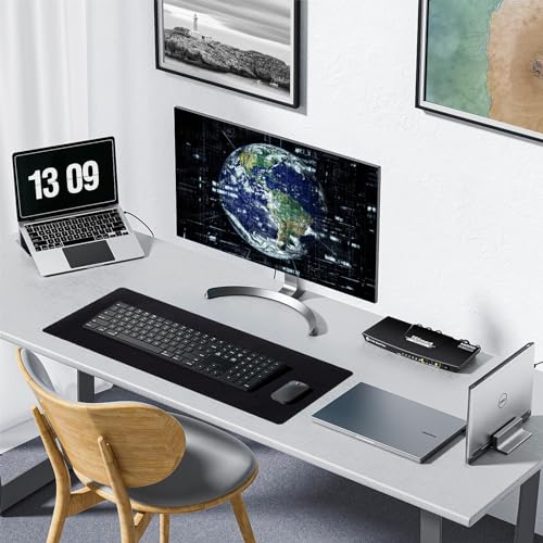 Reniteco Large Gaming Mouse Pad with Durable Stitched Edges, Non-Slip Rubber Base, Black Mousepad Mouse Mat Desk Pad for Home Office Gaming, 35.4''x11.8''x0.12'', Black - color: Black, size: 35.4''x11.8''x0.12"