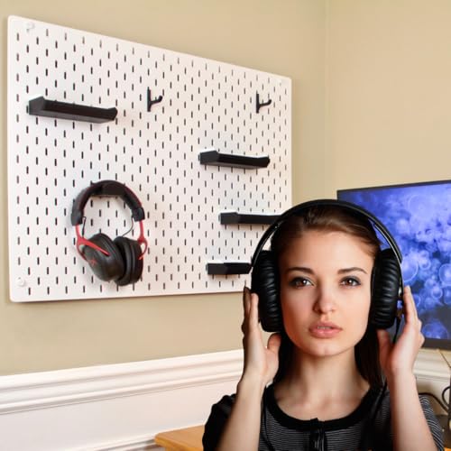 Headphone Holder Compatible with IKEA SKADIS Pegboard Headset Hanger Hook - color: Black