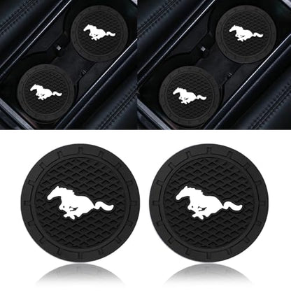 2PCS Car Cup Holder Coasters,Non-Slip Car Coasters for Mustang Snake Speedstar Evos Everest GT Shelby Mach-E Grand,Vehicle Inner Accessories for Cup Insert Mat,Silicone - color: Bd-yma