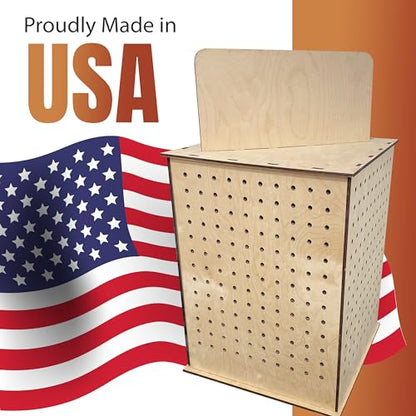TORCHED DISPLAYS Rotating Display Stand | 22.5 x 16.76-inch | Rotating Organizer Wood Pegboard | Pegboard Display Stand for Craft Shows, Vendor Events, Jewelry, Accessories | Natural - style: Natural