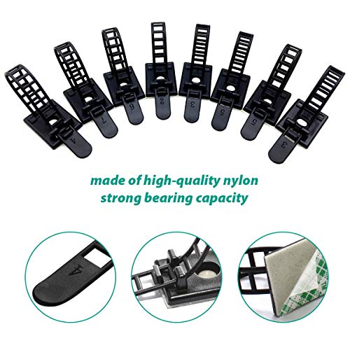 50 Pieces Cable Management Desk Wire Organizer Cable Ties Zip Ties Adhesive Cord Clips Cord Keeper Desk Wire Management | Versatile 50-pack for multiple desks, rooms, and workstations; adhesive-backed nylon straps adjust and release for reuse. - size: 50