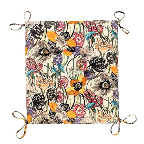 Patio Cushion, Rocking Chair Cushion, Tufted Pads, Set of Upper and Lower with Ties Pack of 2 (2 Sets) - Back 19"×16.5", Seat 16.5"×16.5" (Black Purple Flowers) - color: Black Purple Flowers