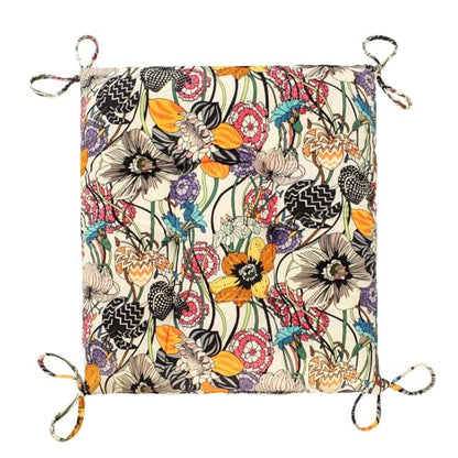 Patio Cushion, Rocking Chair Cushion, Tufted Pads, Set of Upper and Lower with Ties Pack of 2 (2 Sets) - Back 19"×16.5", Seat 16.5"×16.5" (Black Purple Flowers) - color: Black Purple Flowers