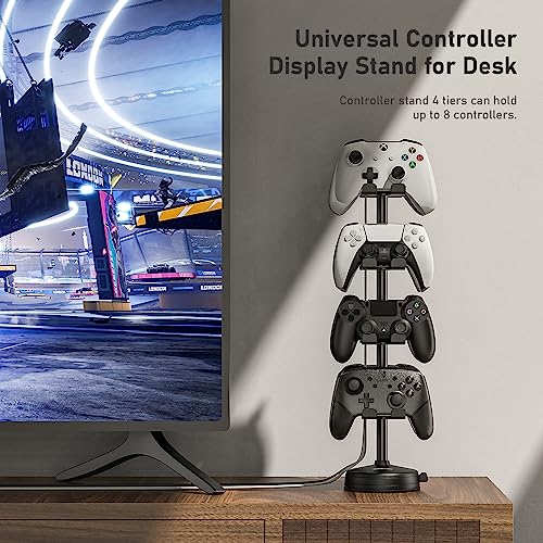 MANMUVIMO Headphone Controller Storage Holder for Desk 4 Tiers with Anti-Slip Stable Suction Cup, Controller Holder, Universal Gaming Desk Accessories for PS5/PS4/Xbox Series/Xbox One - size: 4 Tier Controller Holder Black