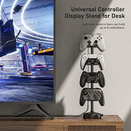 MANMUVIMO Headphone Controller Storage Holder for Desk 4 Tiers with Anti-Slip Stable Suction Cup, Controller Holder, Universal Gaming Desk Accessories for PS5/PS4/Xbox Series/Xbox One - size: 4 Tier Controller Holder Black