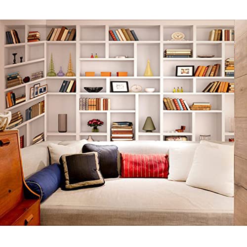 7x5ft White Bookshelf Backdrop Bookcase Backdrop for Office & Home Office Decoration