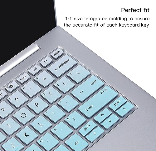 2PCS Keyboard Cover Skin for HP EliteBook 830 835 840 845 1040 G9 G10 13.3 & 14 inch 2025-2022, HP EliteBook 14 inch Keyboard Protector(Not fit 840 845 1040 G11 G8 G7 G6 G5 G4 G3),Gradual Mint+Clear - color: Gradual Mint+Clear