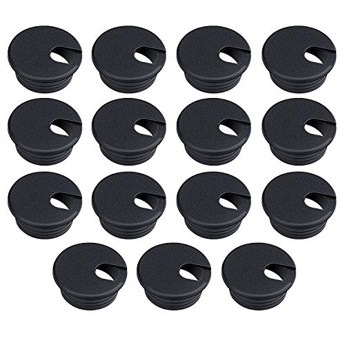 15 Pack 1.5 Inch Desk Cable Hole Cover Grommet - Plastic Wire Cord, Black - color: Black-1.5Inch